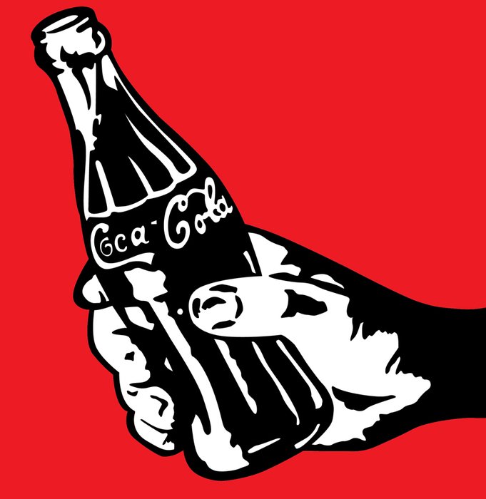 bottle of Coca Cola on the red background