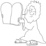 black and white drawing of a man with a book in his hands