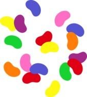 colored beans on a white background