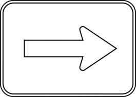 Black and white outline drawing of the right arrow clipart