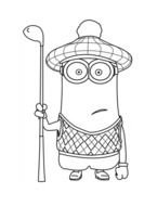 black and white picture of a minion for coloring