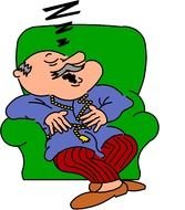 Old Man Snoring Cartoon as a picture for clipart