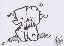 Black and white graffiti drawing clipart