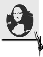 portrait of Mona Lisa on a postcard