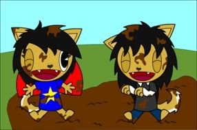 Clip art of animals in a dirt