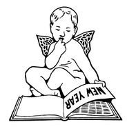 angel near an open book as a graphic illustration