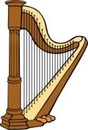 drawing celtic harp on a white background