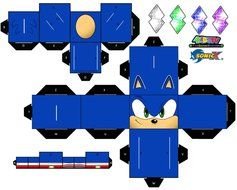 Sonic Papercraft drawing