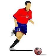faceless male Soccer Player in game, drawing