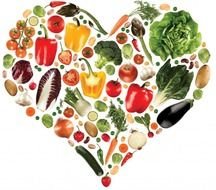 Heart form cloud of Healthy Foods, drawing