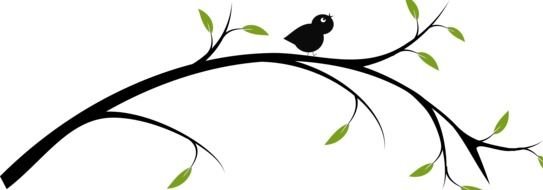 painted little black bird on a spring tree branch