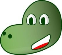 green cartoon Dinosaur Head, Clip Art