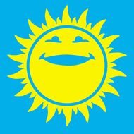 drawing of the yellow sun on a blue background