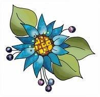 FLOWER CLIPART Set A16 Aqua Pink Black A Collection Of Crafty