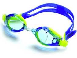 blue and yellow swimming goggles