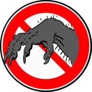 dinosaur paw in prohibition sign as a graphic illustration