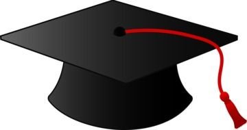 black Graduation Cap with red tassel, Clip Art