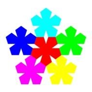 Pentagon, formed by colorful geometric figures