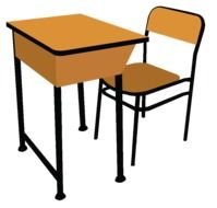 drawn school desk and chair