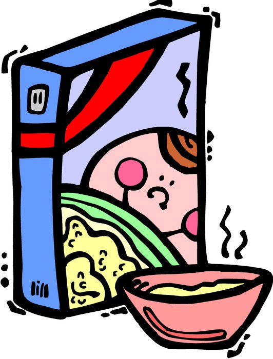 Cereal porridge in colorful pack and bowl, drawing