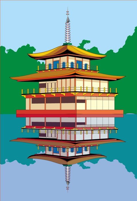asian temple on the lake as picture for clipart