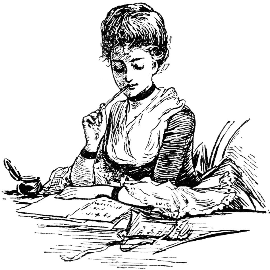 İllustration of Letter Writing girl