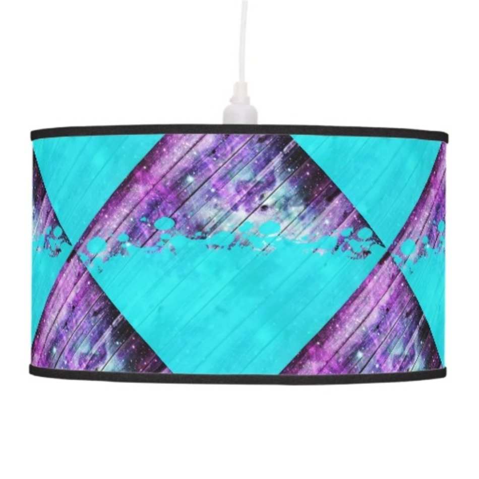 Purple Blueand Teal Wood Planks amp Paint Splatter Ceiling Lamps