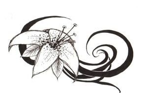 painted lily and black ornament