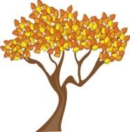 A lot of the colorful leaves on the fall tree clipart