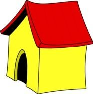 red yellow Dog House drawing