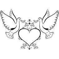 drawn two doves and a heart