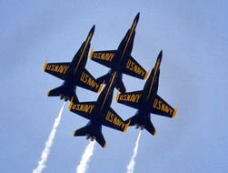 military aircraft in the blue sky at the festival
