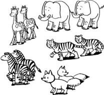 drawn pair of animals on a white sheet
