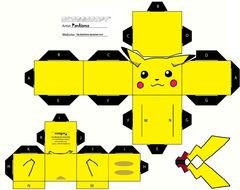 Pikachu Papercraft Template drawing
