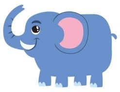 blue cartoon elephant on a black background