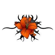 orange Lily Flower Tattoo drawing