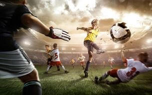 Playing Football fantastic poster drawing