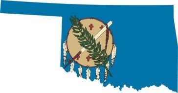 drawn Oklahoma flag on map