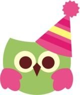 Beautiful colorful owl with the hat clipart