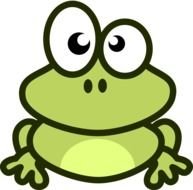 drawing of a green frog with big eyes on a white background