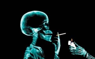 smoking skeleton as a graphic illustration