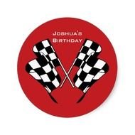Race Cars Checkered Flag Envelope Seal Sticker