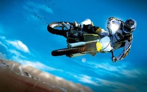 jump on a motorcycle as a picture for clipart