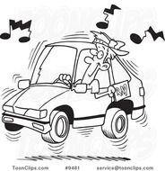 Black And White Cartoon Car N4