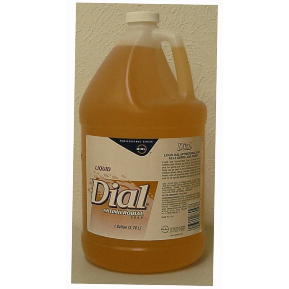 large plastic canister with a label
