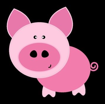 cute pig on the black background