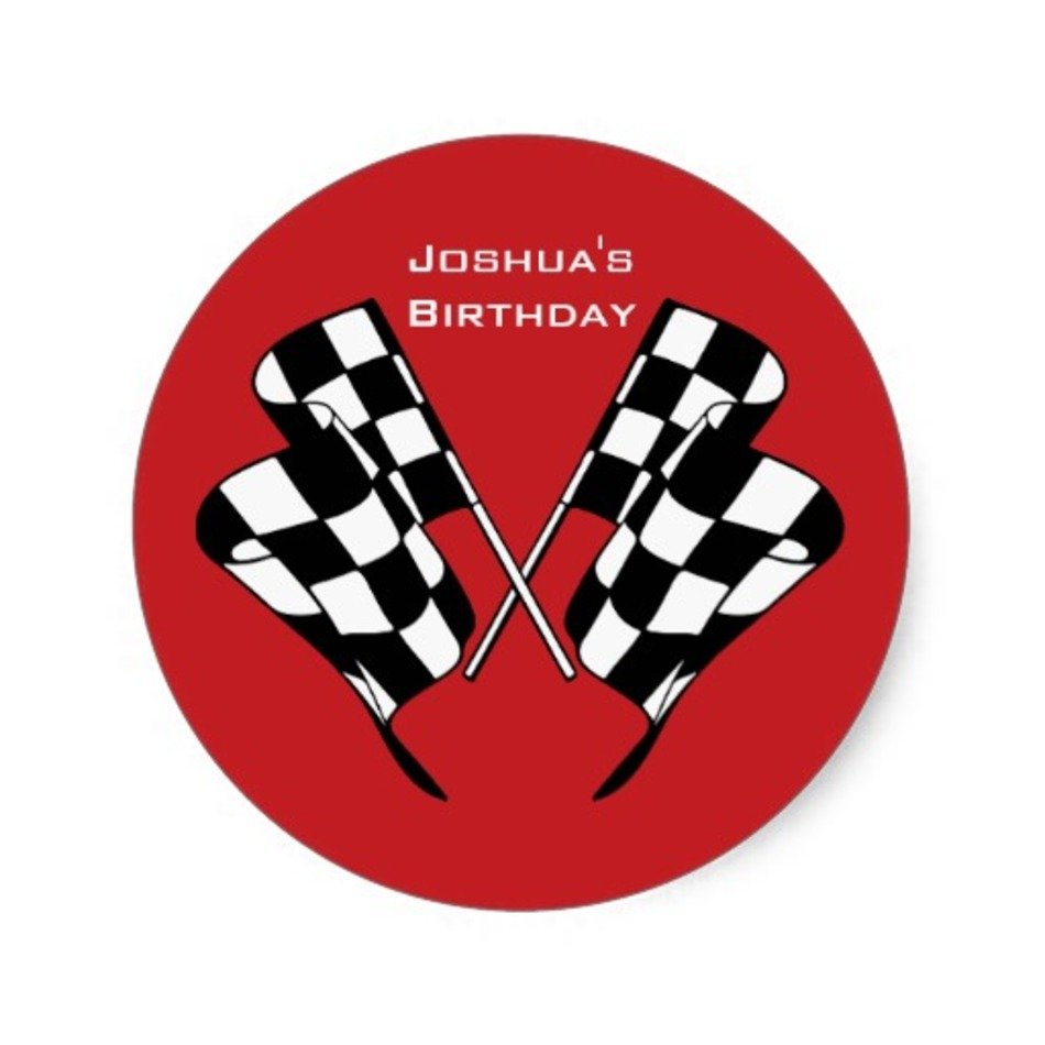 Race Cars Checkered Flag Envelope Seal Sticker