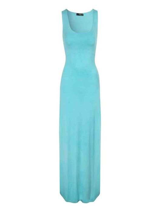 Aqua Maxi Dress with open shoulder