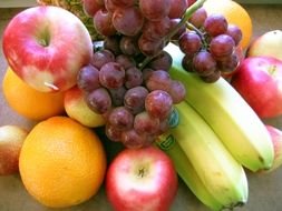 Healthy Fruits banana orange grape