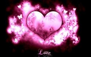 pink heart in pink haze on a black background